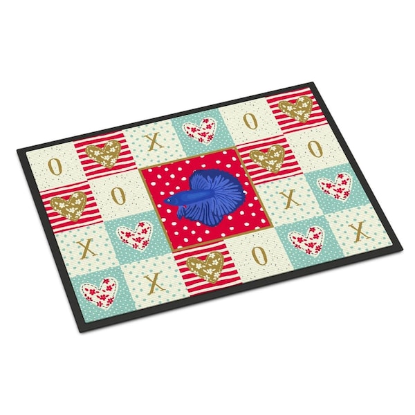 Carolines Treasures 18 x 27 in. Super Delta Tail Betta Love Indoor or Outdoor Mat CK5493MAT - main